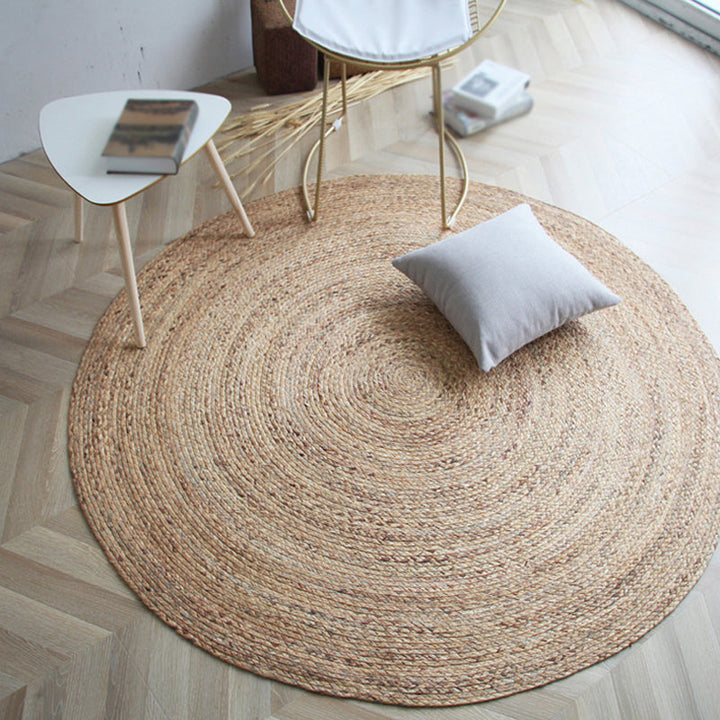Lisslune | Brown simple rug jute rural rug washable non-slip pet-friendly rug for the living room
