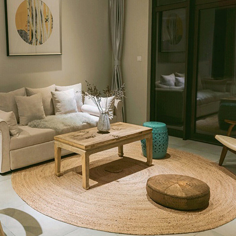 Lisslune | Brown simple rug jute rural rug washable non-slip pet-friendly rug for the living room