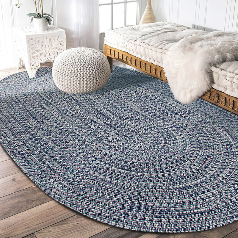 Lisslune | Country Solid Color Carpet Blue Polypropylene Carpet Non-Slip Back Washable Pet-Friendly Rug for Home
