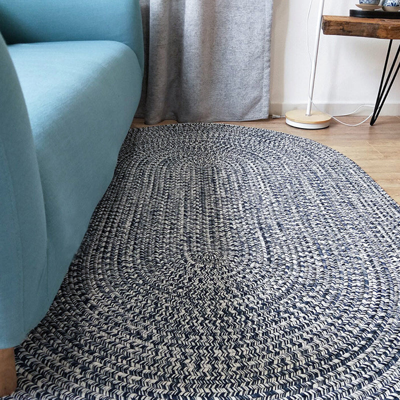 Lisslune | Country Solid Color Carpet Blue Polypropylene Carpet Non-Slip Back Washable Pet-Friendly Rug for Home