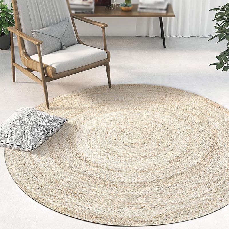 Lisslune | Beige Simple Rug Jute Rustic Rug Washable Non-Slip Pet-Friendly Rug for the Living Room