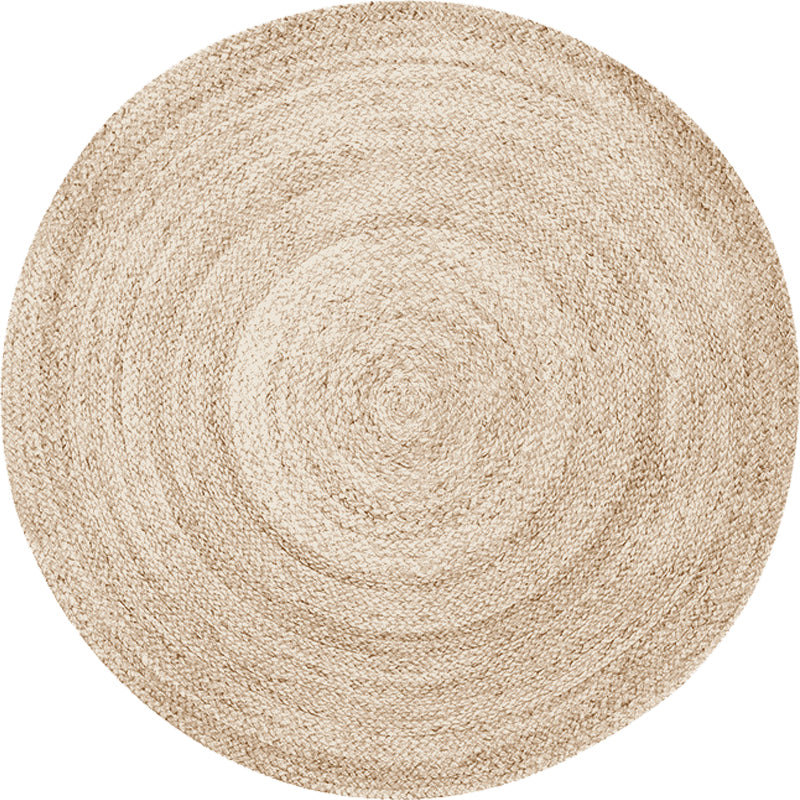 Lisslune | Beige Simple Rug Jute Rustic Rug Washable Non-Slip Pet-Friendly Rug for the Living Room