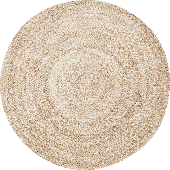 Lisslune | Beige Simple Rug Jute Rustic Rug Washable Non-Slip Pet-Friendly Rug for the Living Room