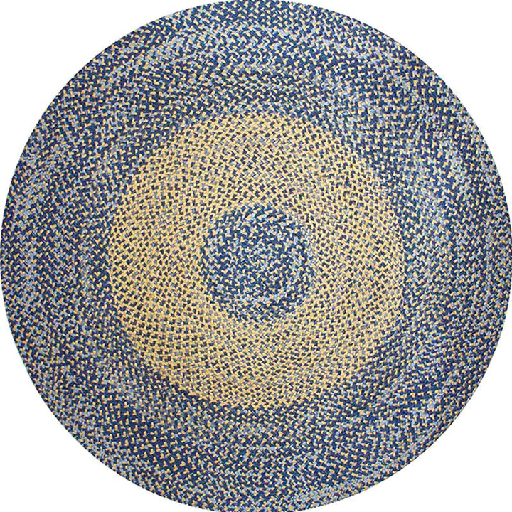 Lisslune | Country Circle Pattern Rug Blue and Brown Sisal Rug Non-Slip Back Washable Pet-Friendly Carpet for Home