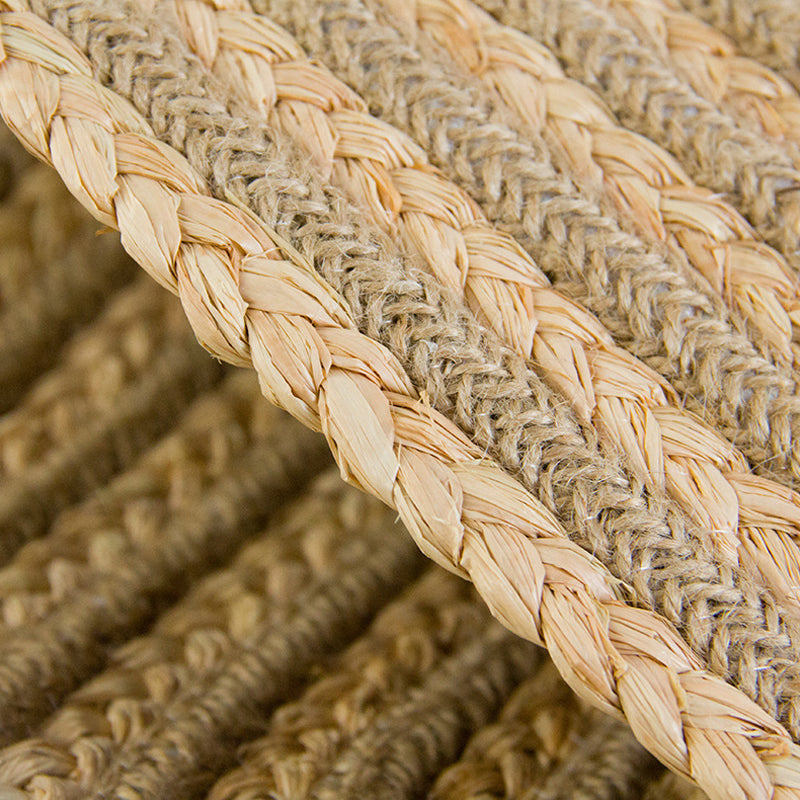 Lisslune | Country Circle Pattern Rug Brown Sisal Carpet Non-Slip Back Washable Pet-Friendly Carpet for Home