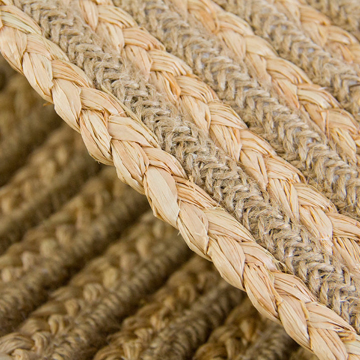 Lisslune | Country Circle Pattern Rug Brown Sisal Carpet Non-Slip Back Washable Pet-Friendly Carpet for Home