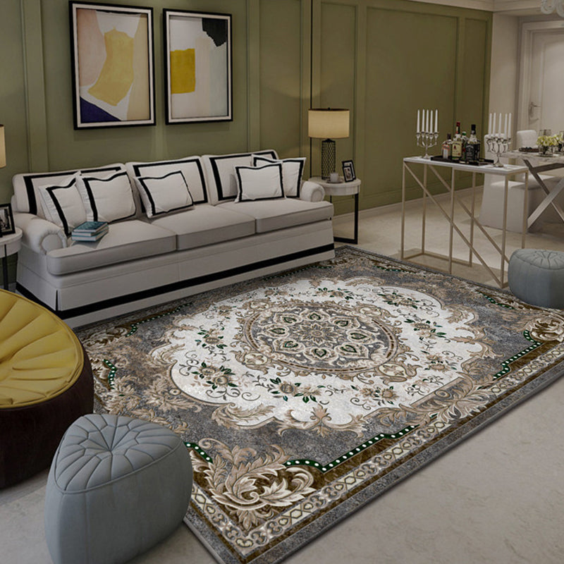 Lisslune | Shabby Chic Floral Pattern Rug Multi-Color Polyester Rug Non-Slip Back Washable Pet-Friendly Flooring for Home