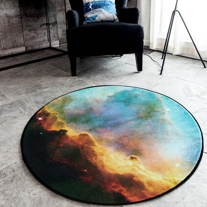 Lisslune | Black Galaxy Pattern Rug Polyester Novelty Rug Washable Non-Slip Pet Friendly Area Rug for Bedroom
