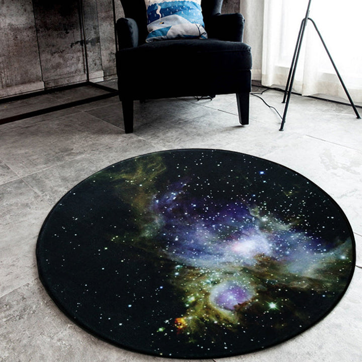 Lisslune | Black Galaxy Pattern Rug Polyester Novelty Rug Washable Non-Slip Pet Friendly Area Rug for Bedroom