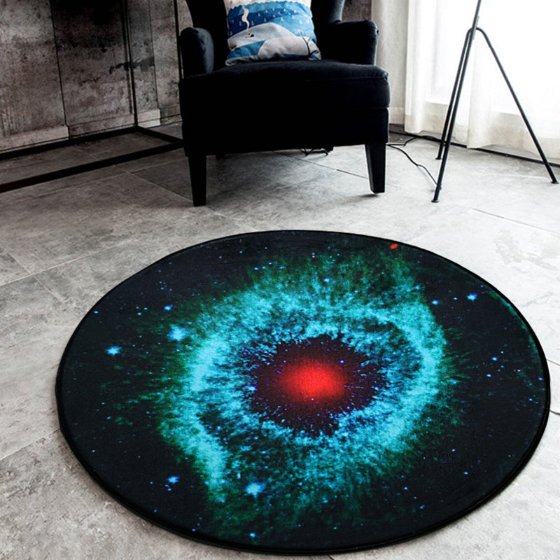 Lisslune | Black Galaxy Pattern Rug Polyester Novelty Rug Washable Non-Slip Pet Friendly Area Rug for Bedroom