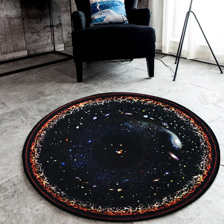 Lisslune | Black Galaxy Pattern Rug Polyester Novelty Rug Washable Non-Slip Pet Friendly Area Rug for Bedroom