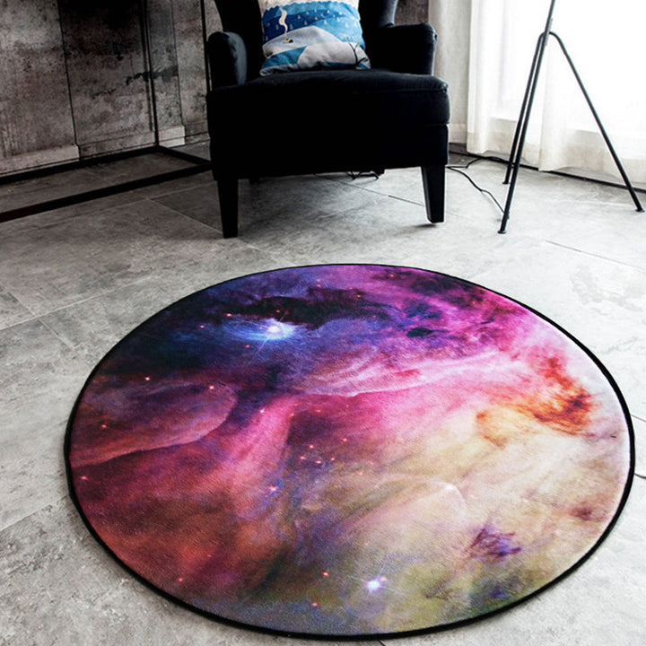 Lisslune | Black Galaxy Pattern Rug Polyester Novelty Rug Washable Non-Slip Pet Friendly Area Rug for Bedroom