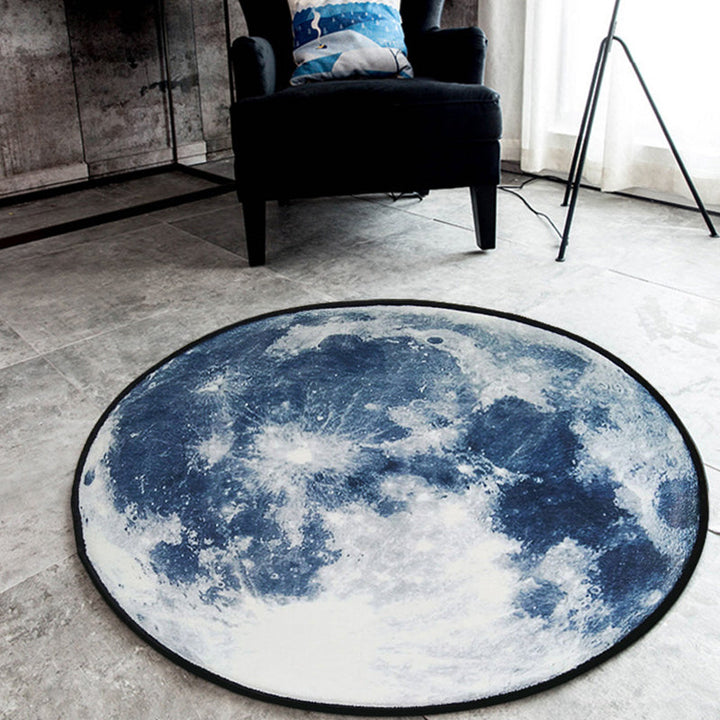 Lisslune | Nordic Planet Pattern Carpet Gray and Black Polyester Carpet Non-Slip Back Washable Pet-Friendly Carpet for Home