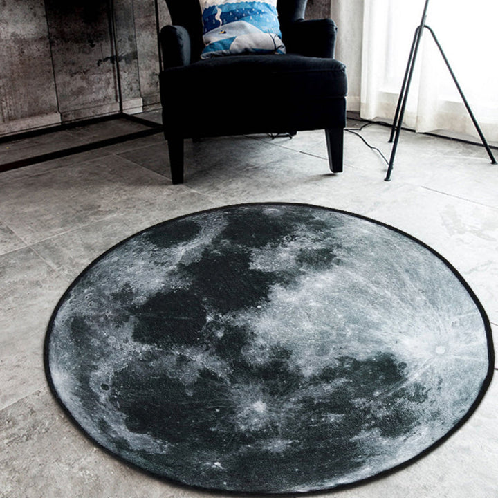 Lisslune | Nordic Planet Pattern Carpet Gray and Black Polyester Carpet Non-Slip Back Washable Pet-Friendly Carpet for Home