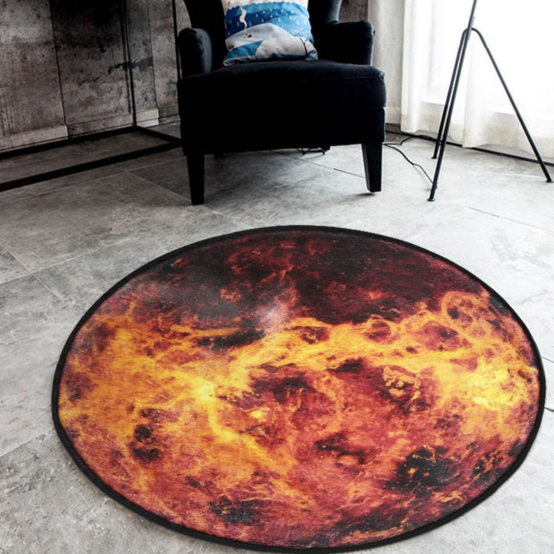Lisslune | Nordic Planet Pattern Carpet Gray and Black Polyester Carpet Non-Slip Back Washable Pet-Friendly Carpet for Home