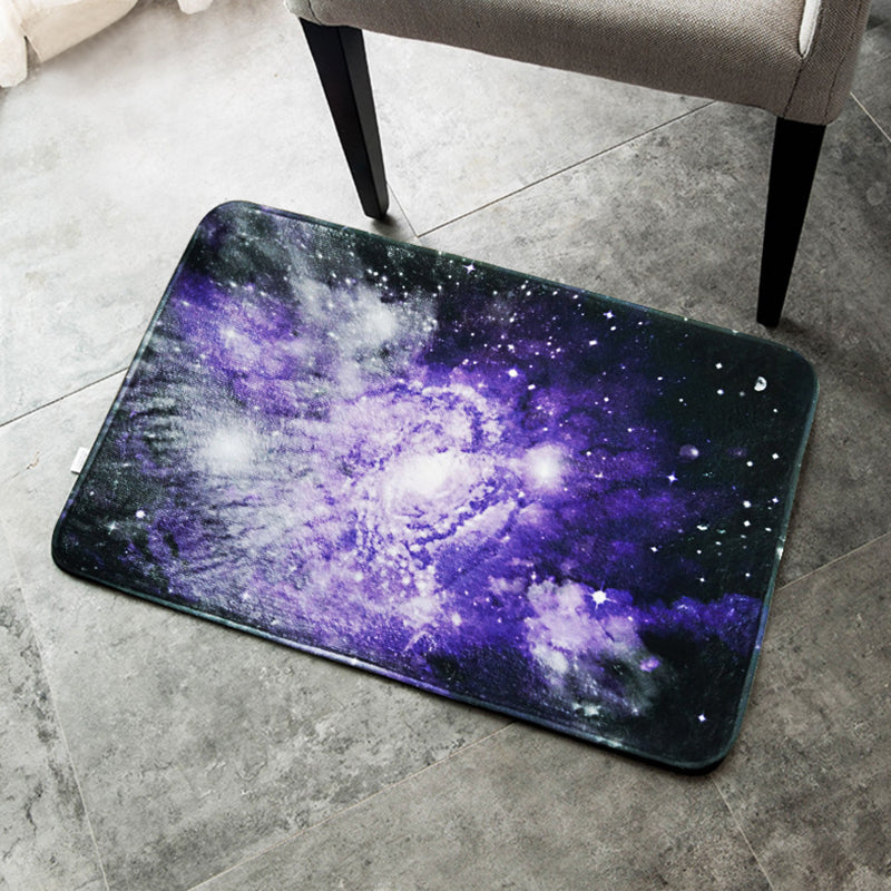 Lisslune | Creative Blue Contemporary Carpet Polyester Galaxy Pattern Carpet Washable Pet-Friendly Anti-Slip Rug for Children's Room