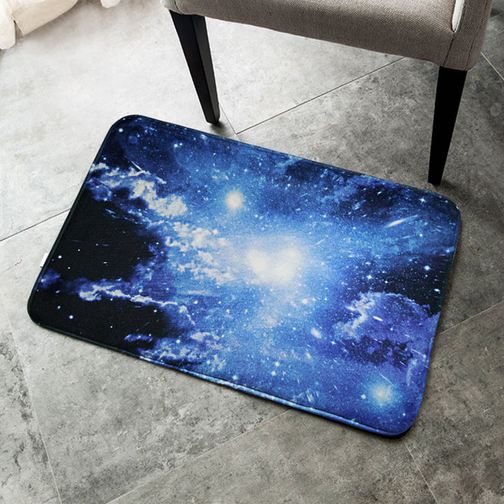 Lisslune | Creative Blue Contemporary Carpet Polyester Galaxy Pattern Carpet Washable Pet-Friendly Anti-Slip Rug for Children's Room