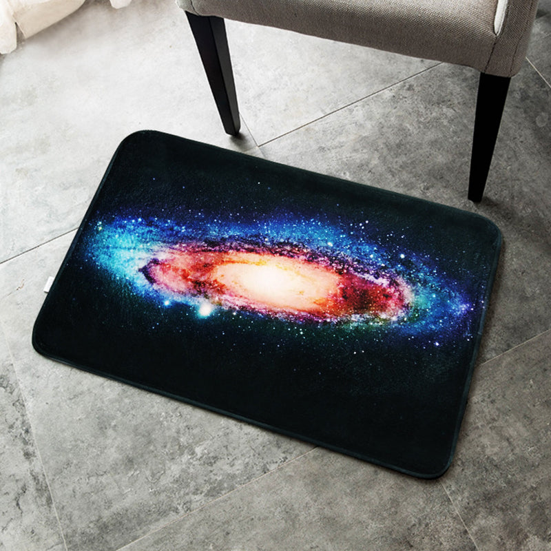Lisslune | Creative Blue Contemporary Carpet Polyester Galaxy Pattern Carpet Washable Pet-Friendly Anti-Slip Rug for Children's Room