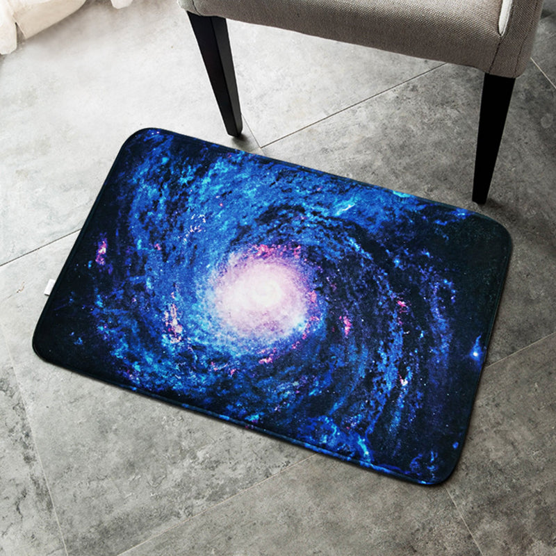 Lisslune | Creative Blue Contemporary Carpet Polyester Galaxy Pattern Carpet Washable Pet-Friendly Anti-Slip Rug for Children's Room