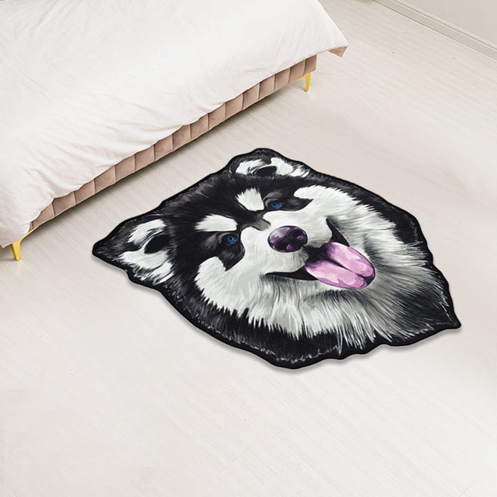 Lisslune | Creative Brown Contemporary Carpet Polyester Dog Pattern Rug Washable Pet Friendly Non-Slip Carpet for Kids Room