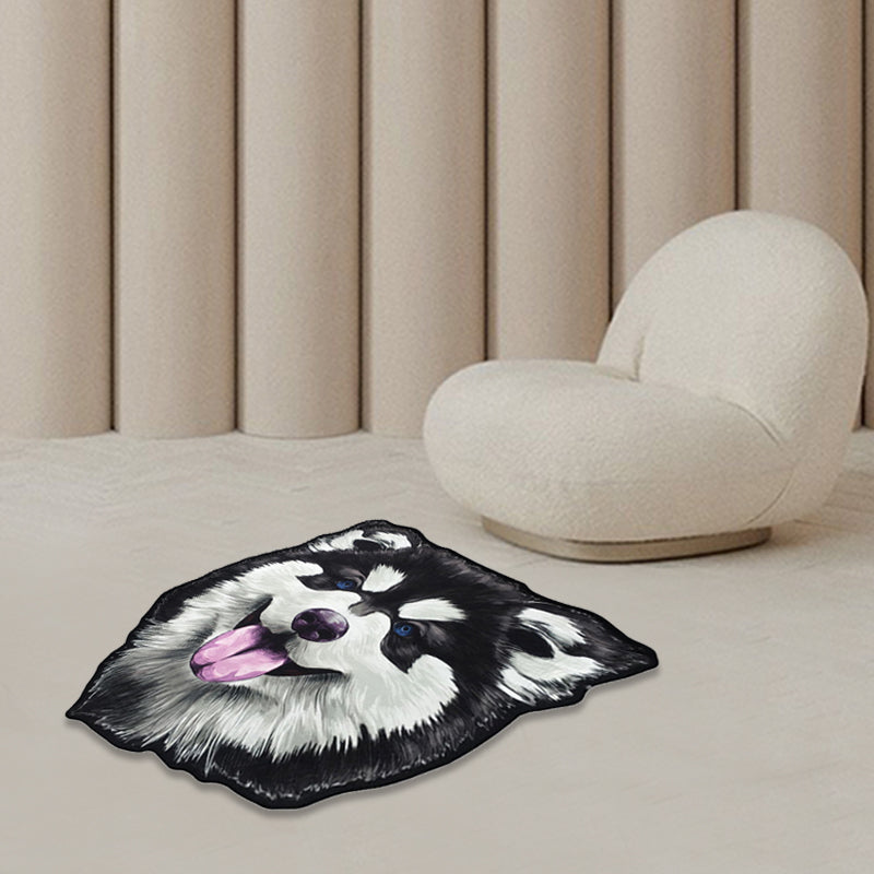 Lisslune | Creative Brown Contemporary Carpet Polyester Dog Pattern Rug Washable Pet Friendly Non-Slip Carpet for Kids Room