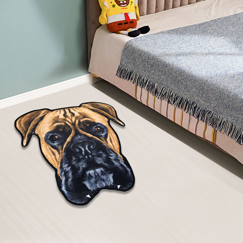 Lisslune | Creative Brown Contemporary Carpet Polyester Dog Pattern Rug Washable Pet Friendly Non-Slip Carpet for Kids Room