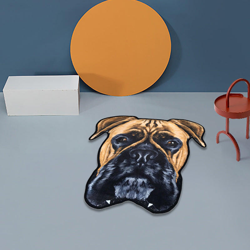 Lisslune | Creative Brown Contemporary Carpet Polyester Dog Pattern Rug Washable Pet Friendly Non-Slip Carpet for Kids Room