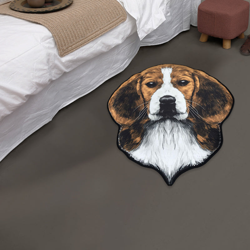 Lisslune | Creative Brown Contemporary Carpet Polyester Dog Pattern Rug Washable Pet Friendly Non-Slip Carpet for Kids Room