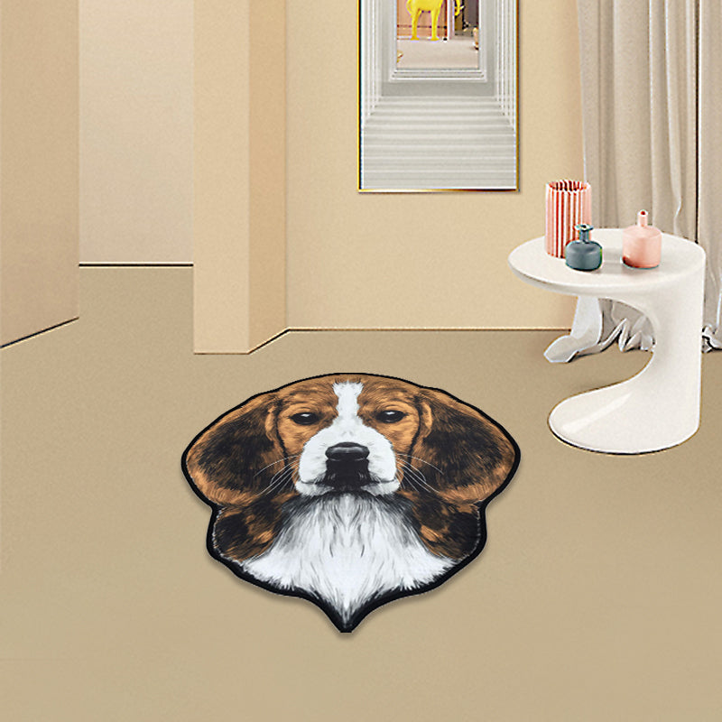 Lisslune | Creative Brown Contemporary Carpet Polyester Dog Pattern Rug Washable Pet Friendly Non-Slip Carpet for Kids Room