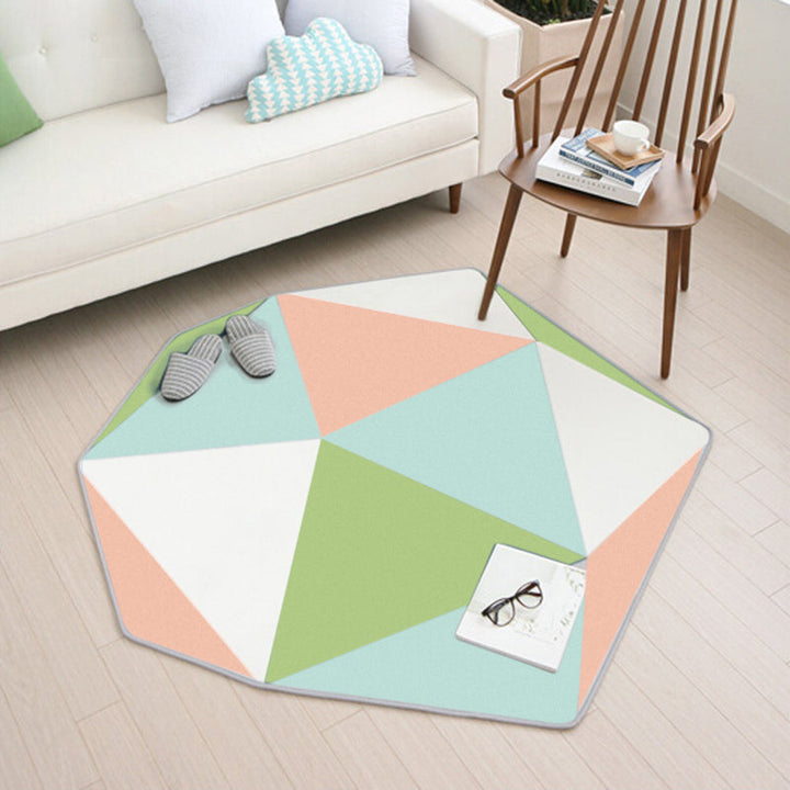 Lisslune | Multicolor Geometric Pattern Rug Polyester Contemporary Rug Washable Non-slip Pet-friendly Rug for the Bedroom