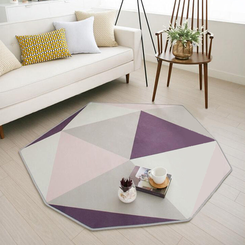 Lisslune | Multicolor Geometric Pattern Rug Polyester Contemporary Rug Washable Non-slip Pet-friendly Rug for the Bedroom