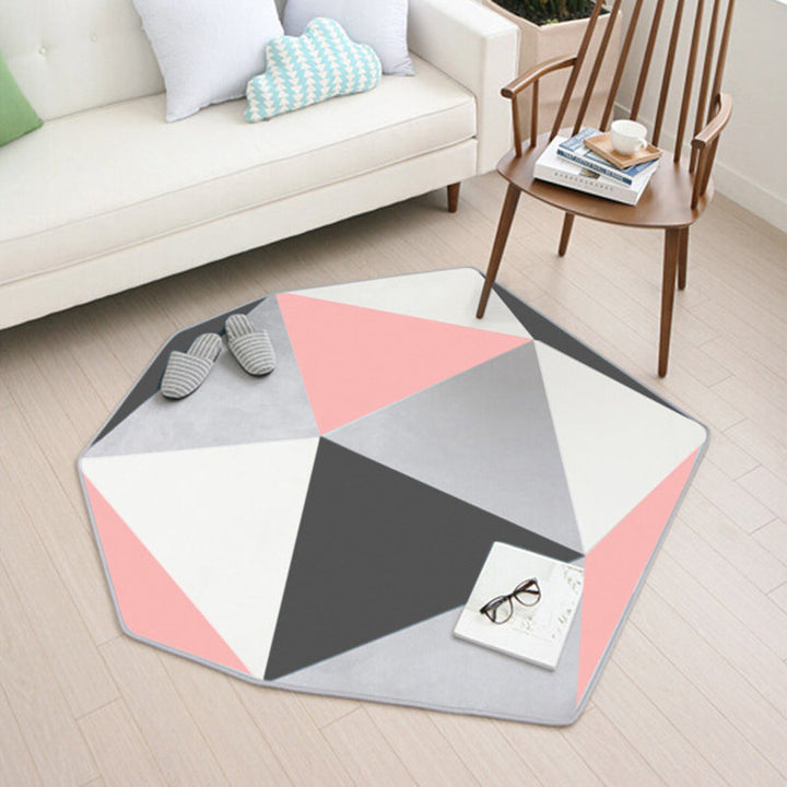 Lisslune | Multicolor Geometric Pattern Rug Polyester Contemporary Rug Washable Non-slip Pet-friendly Rug for the Bedroom