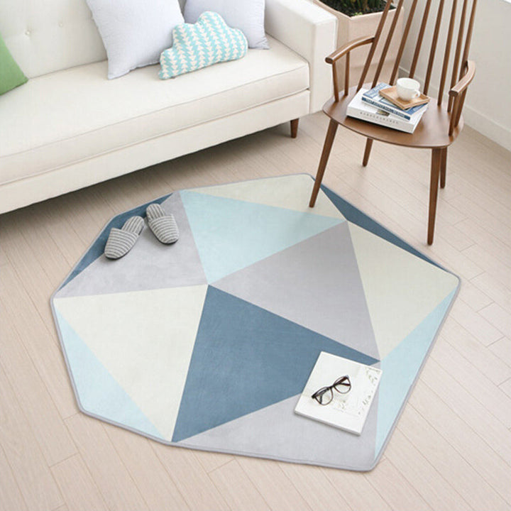 Lisslune | Multicolor Geometric Pattern Rug Polyester Contemporary Rug Washable Non-slip Pet-friendly Rug for the Bedroom