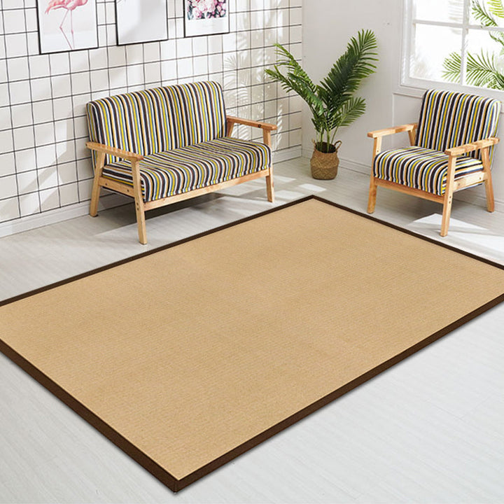 Lisslune | Brown Solid Rug Jute Rustic Rug Washable Non-Slip Pet-Friendly Area Rug for the Living Room