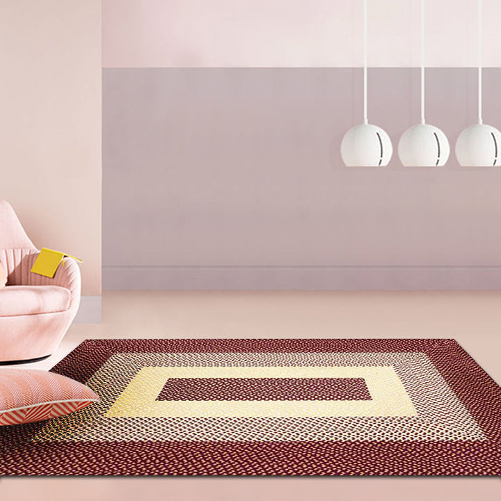 Lisslune | Unique Rustic Floor Mat Cotton Geometric Pattern Rug Washable Pet Friendly Non-Slip Carpet for Living Room