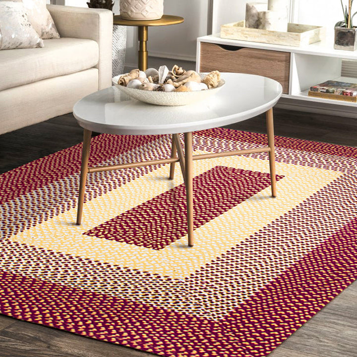 Lisslune | Unique Rustic Floor Mat Cotton Geometric Pattern Rug Washable Pet Friendly Non-Slip Carpet for Living Room