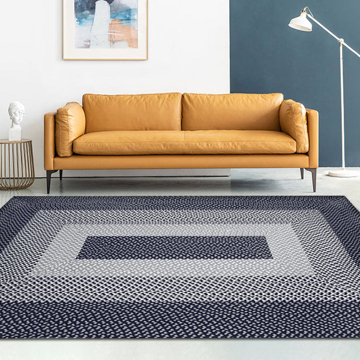 Lisslune | Unique Rustic Floor Mat Cotton Geometric Pattern Rug Washable Pet Friendly Non-Slip Carpet for Living Room
