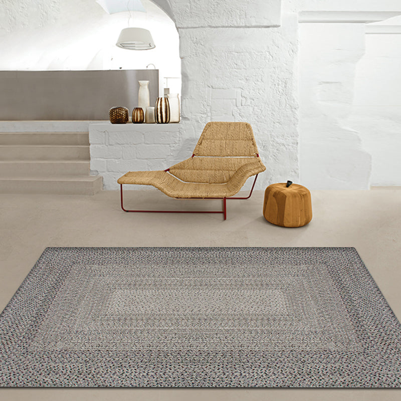 Lisslune | Country Geometric Pattern Area Rug Gray and Black Polypropylene Rug Non-Slip Backing Washable Pet-Friendly Carpet for Home