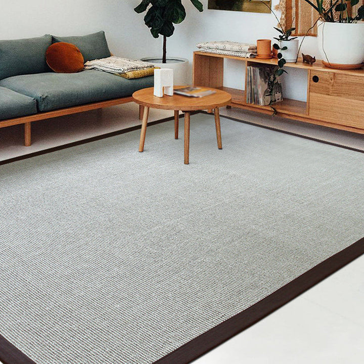 Lisslune | Rural Solid Color Carpet Gray Jute Carpet Washable Pet Friendly Non-Slip Back Area Rug for Living Room