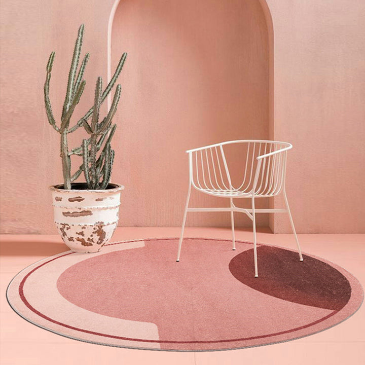 Lisslune | Creative Abstract Carpet Red and Pink Modernism Carpet Polyester Pet Friendly Washable Non-Slip Area Rug for Bedroom