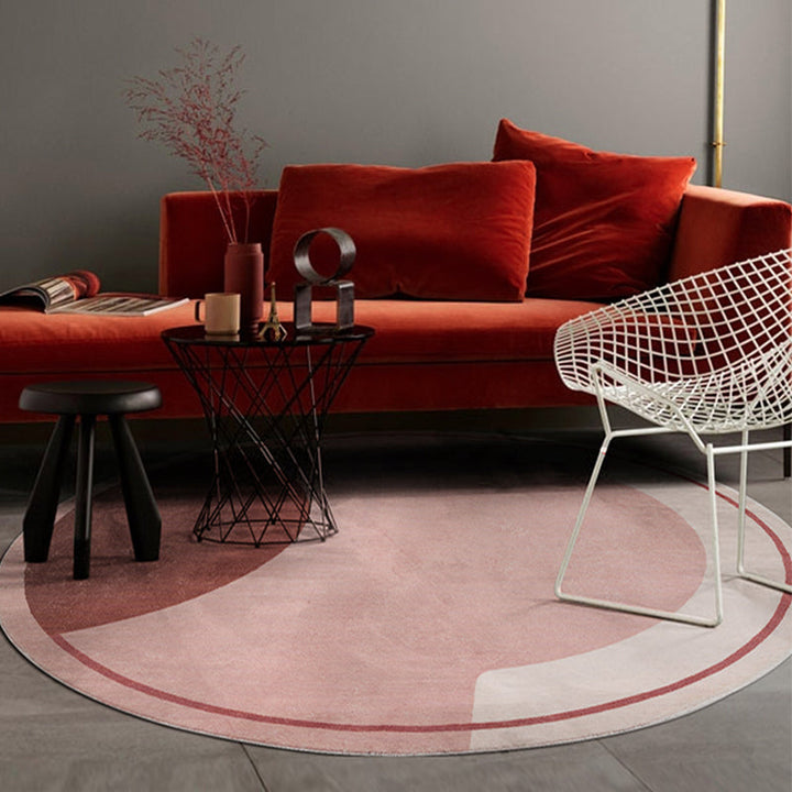 Lisslune | Creative Abstract Carpet Red and Pink Modernism Carpet Polyester Pet Friendly Washable Non-Slip Area Rug for Bedroom