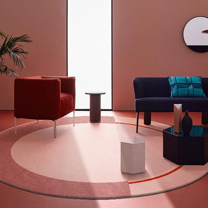 Lisslune | Creative Abstract Carpet Red and Pink Modernism Carpet Polyester Pet Friendly Washable Non-Slip Area Rug for Bedroom