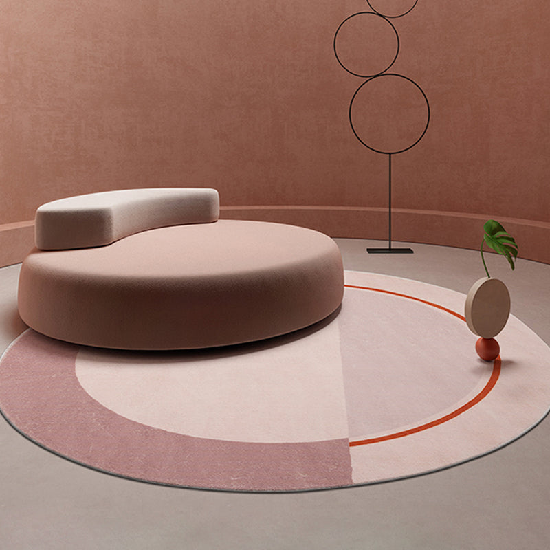 Lisslune | Creative Abstract Carpet Red and Pink Modernism Carpet Polyester Pet Friendly Washable Non-Slip Area Rug for Bedroom