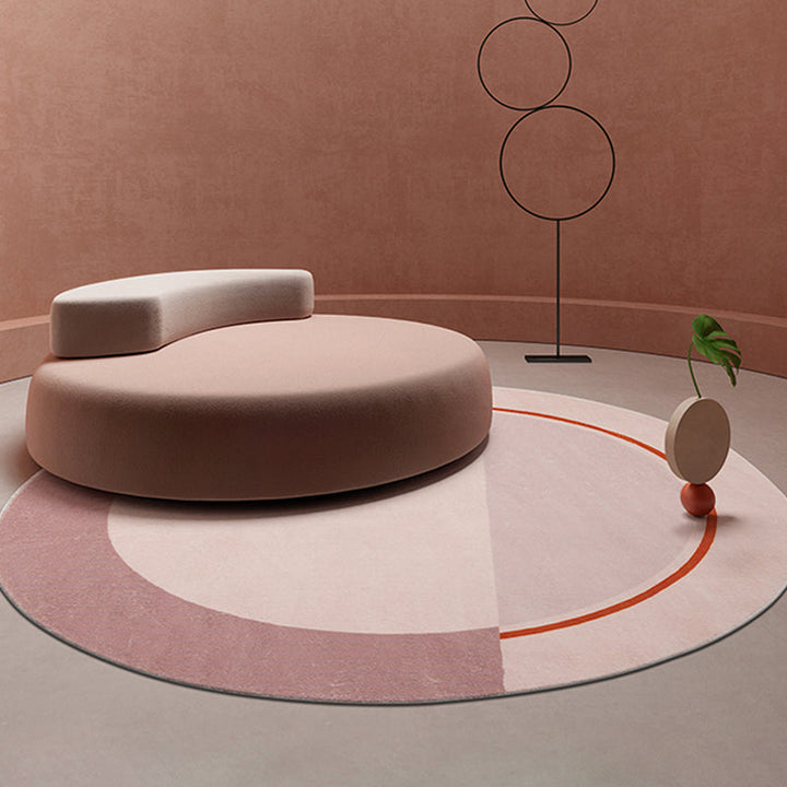 Lisslune | Creative Abstract Carpet Red and Pink Modernism Carpet Polyester Pet Friendly Washable Non-Slip Area Rug for Bedroom