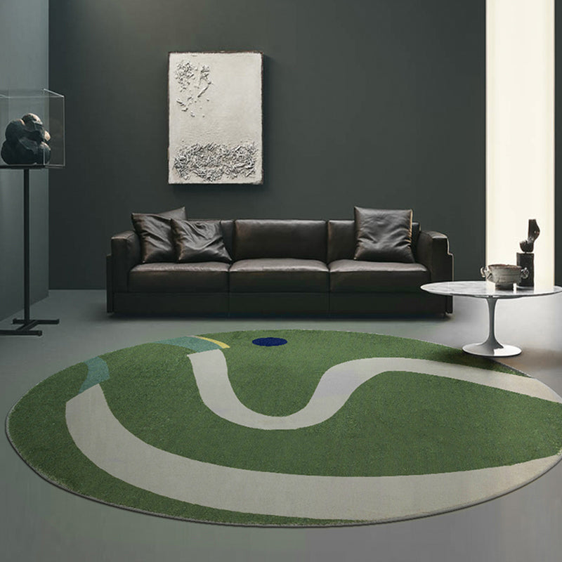 Lisslune | Green and White Abstract Carpet Polyester Modern Carpet Pet Friendly Washable Non Slip Runner for Living Room