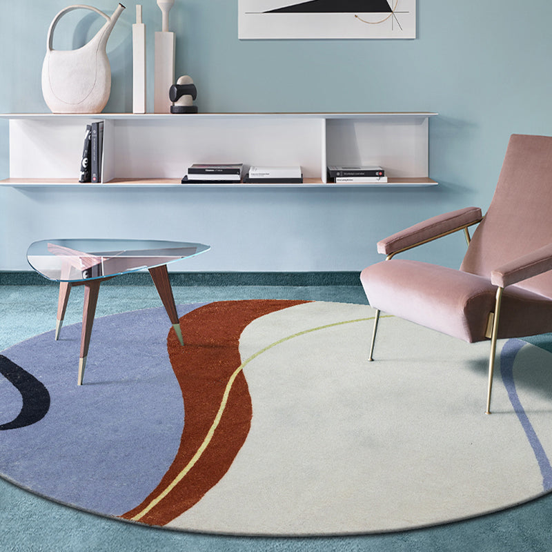Lisslune | Green and White Abstract Carpet Polyester Modern Carpet Pet Friendly Washable Non Slip Runner for Living Room