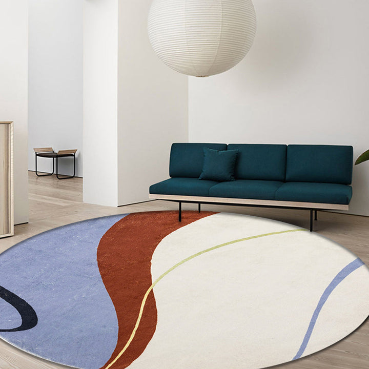 Lisslune | Green and White Abstract Carpet Polyester Modern Carpet Pet Friendly Washable Non Slip Runner for Living Room