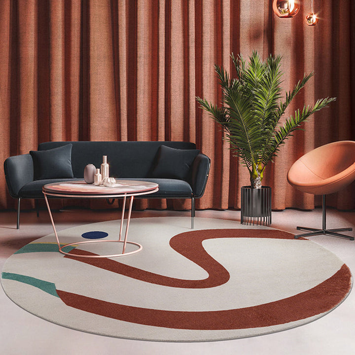 Lisslune | Green and White Abstract Carpet Polyester Modern Carpet Pet Friendly Washable Non Slip Runner for Living Room