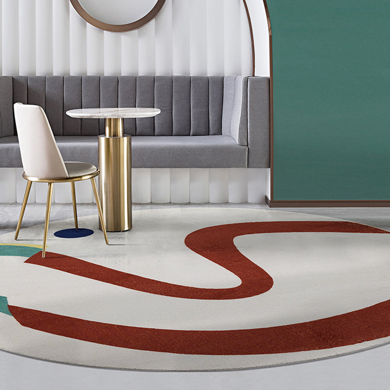 Lisslune | Green and White Abstract Carpet Polyester Modern Carpet Pet Friendly Washable Non Slip Runner for Living Room