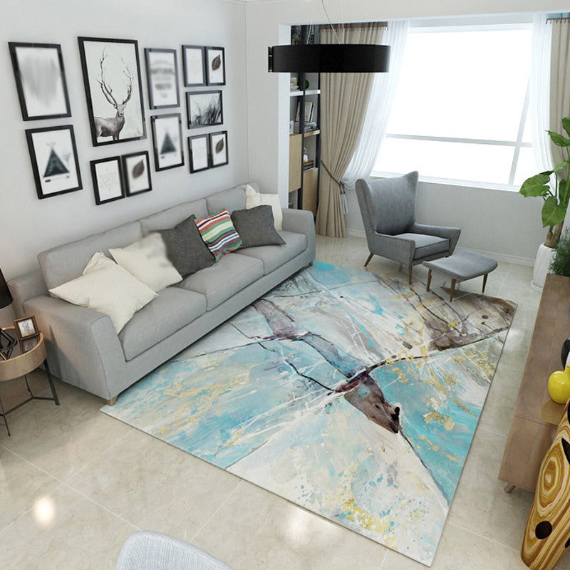 Lisslune | Multicolor Abstract Carpet Polyester Industrial Carpet Pet Friendly Washable Non-Slip Rug for Living Room